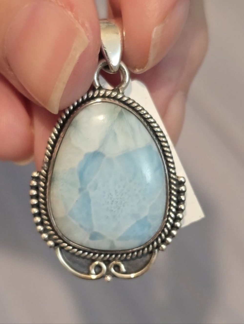 Larimar Pendant In Sterling Silver, Southwestern